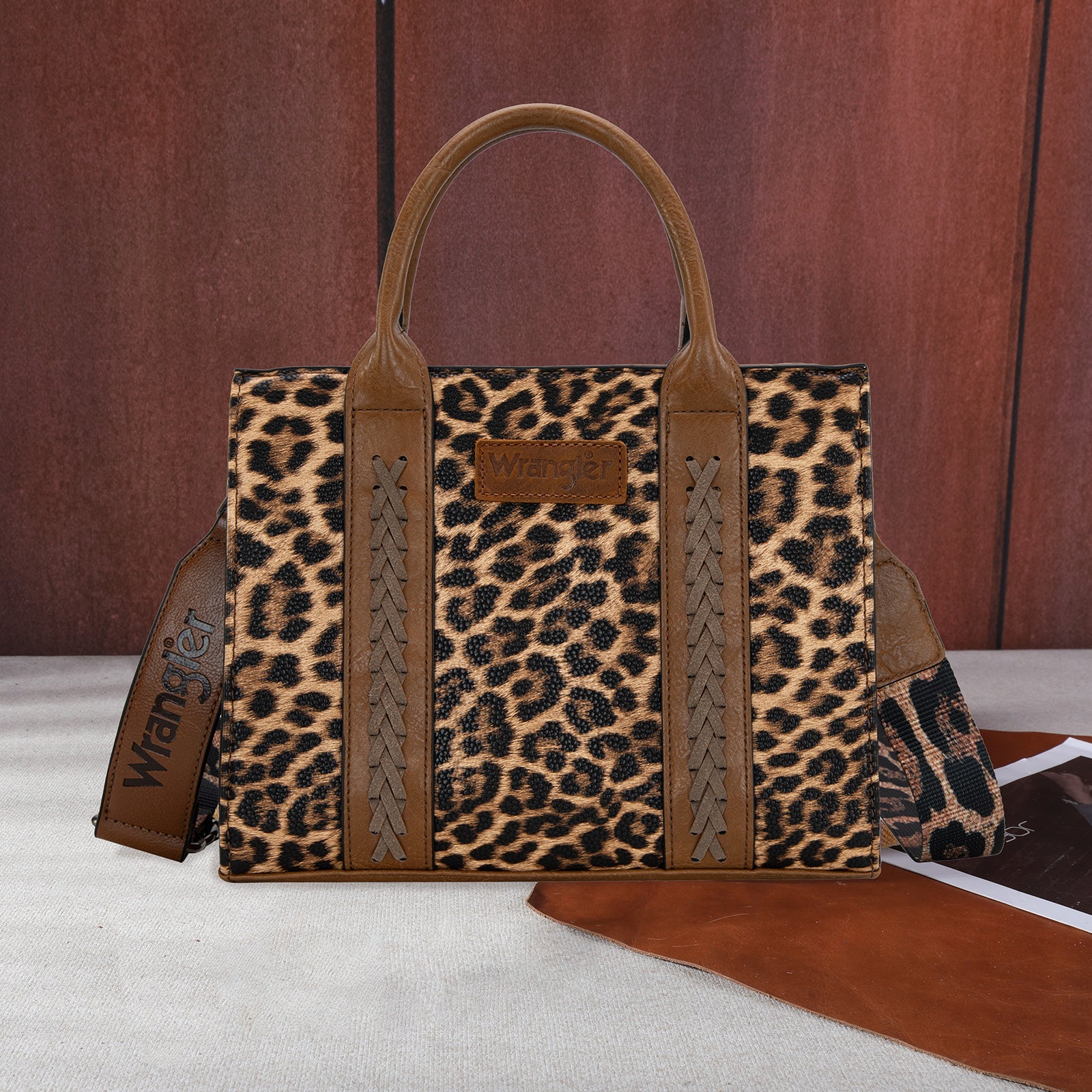 Wrangler Leopard Print Concealed Carry Tote/Crossbody -Leopard