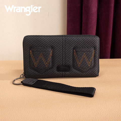 Wrangler Large Wristlet Wallet for Women with Distinctive 'W' Embroidery