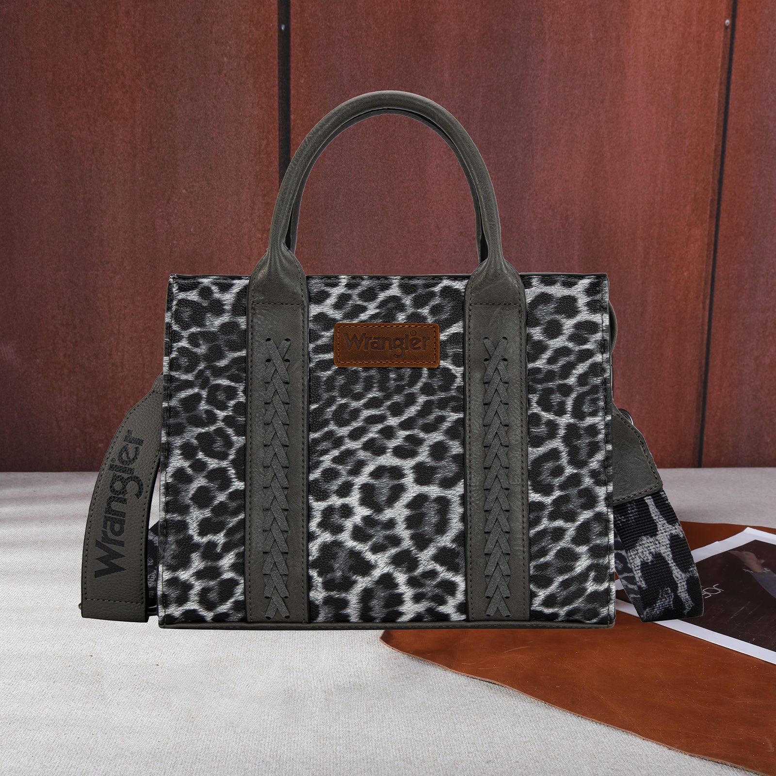 Wrangler Leopard Print Concealed Carry Tote/Crossbody -Leopard