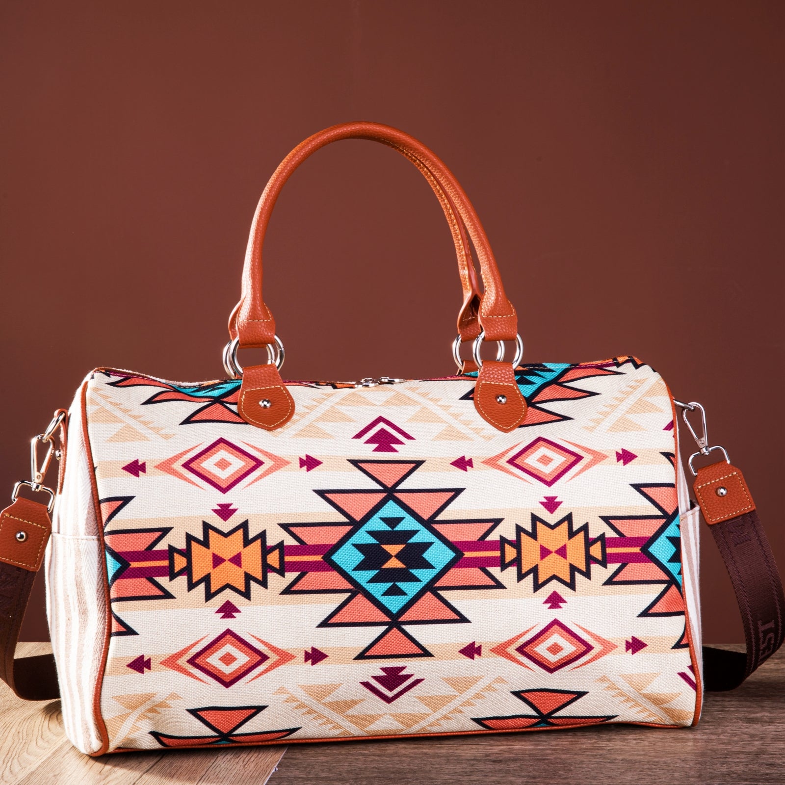 Montana West Aztec Print Canvas Weekender Bag