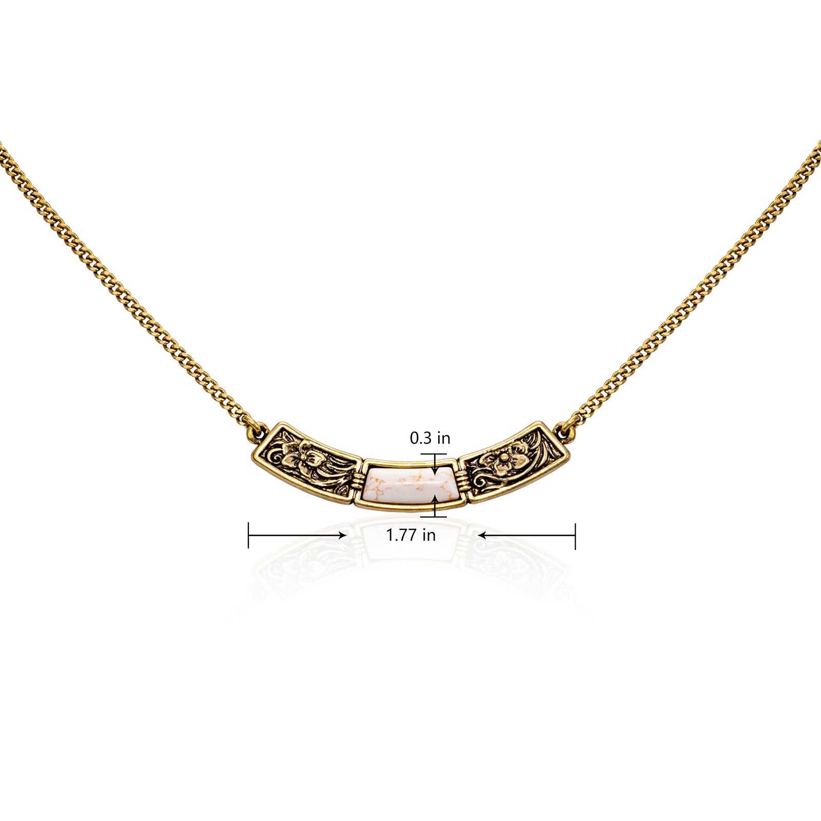 Wrangler Natural Stone Gold Engraved Necklace