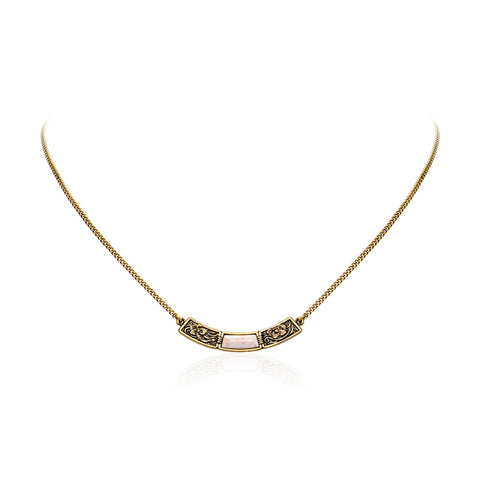Wrangler Natural Stone Gold Engraved Necklace