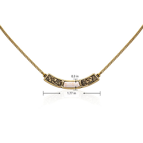 Wrangler Natural Stone Gold Engraved Necklace