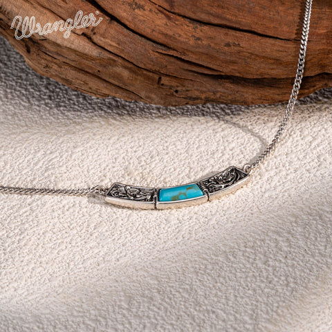 Wrangler Natural Stone Gold Engraved Necklace