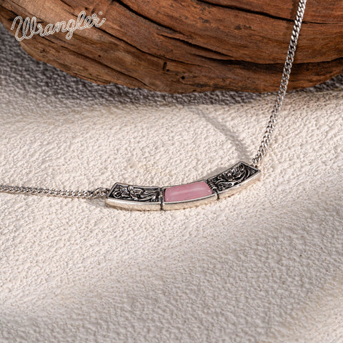 Wrangler Natural Stone Gold Engraved Necklace