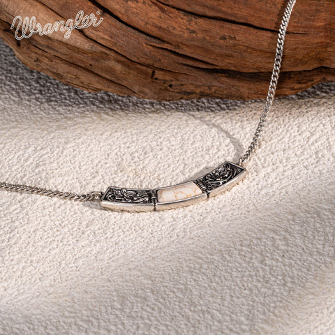 Wrangler Natural Stone Gold Engraved Necklace
