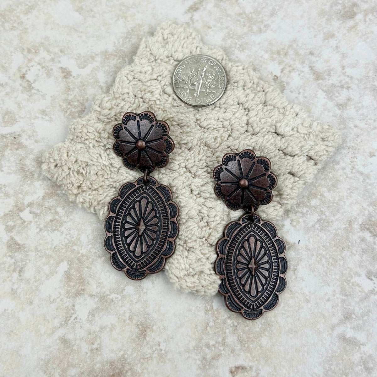 Antique silver oval concho Earrings