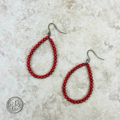 Coral Teardrop Hoop Earrings - Cowgirl Wear