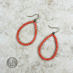 Coral Teardrop Hoop Earrings - Cowgirl Wear