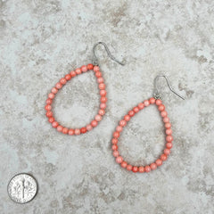 Coral teardrop hoop Earrings - Cowgirl Wear