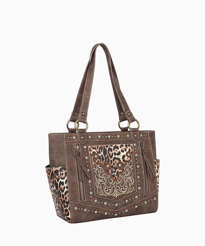Montana West Embroidered Floral Leopard Concealed Carry Tote - Montana West World