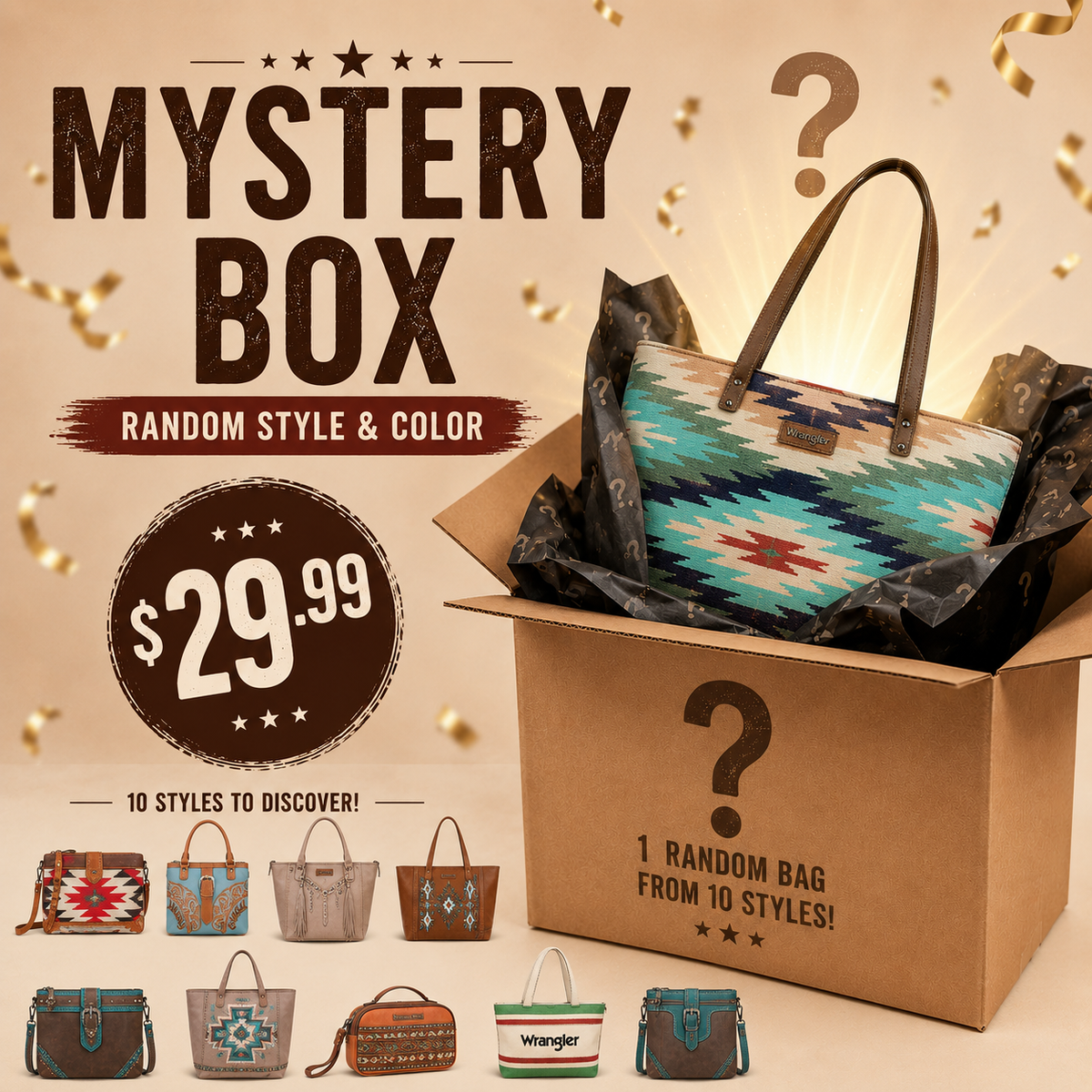 $29.99 Mystery Box – 1 Random Wrangler or Montana West Bag