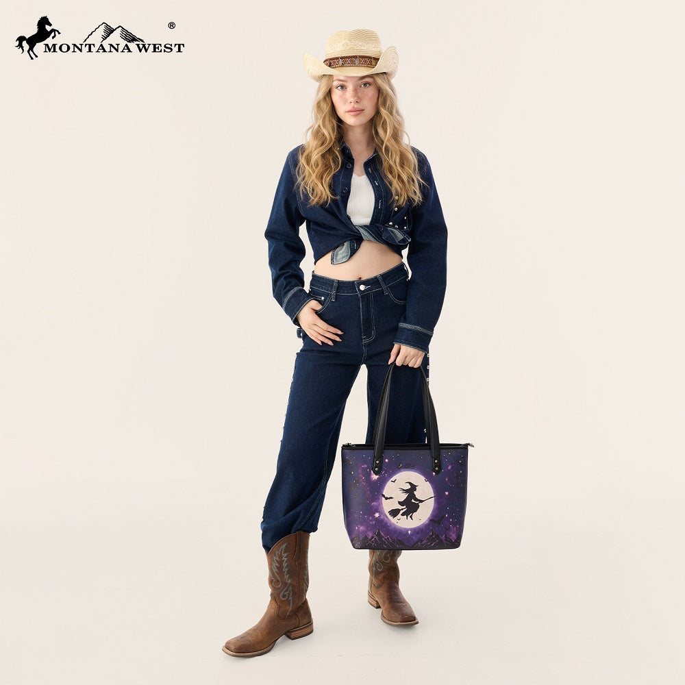 Montana West Halloween Witch Moon Tote Bag