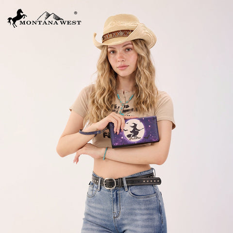 Montana West Halloween Witch Moon Wristlet RFID Wallet
