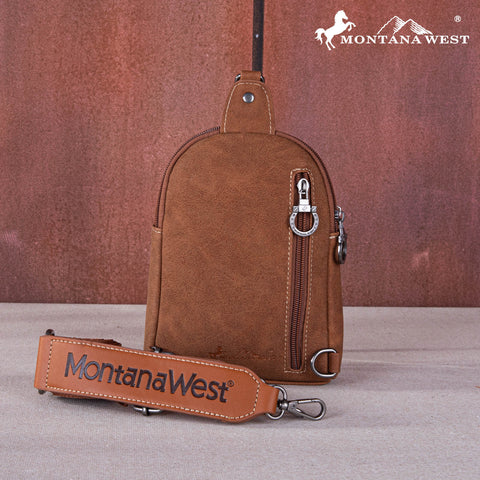 Montana West Embroidery Leather Sling Bag