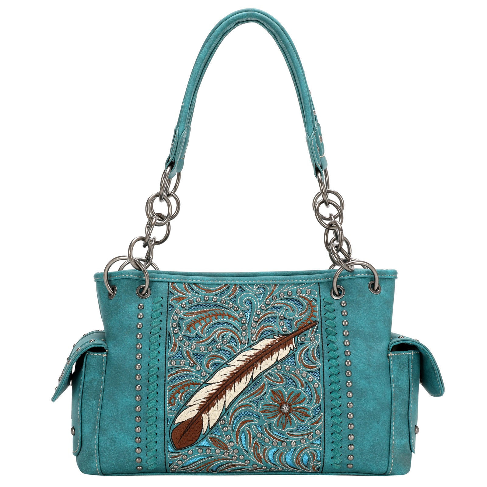 Montana West Tooled Feather Satchel