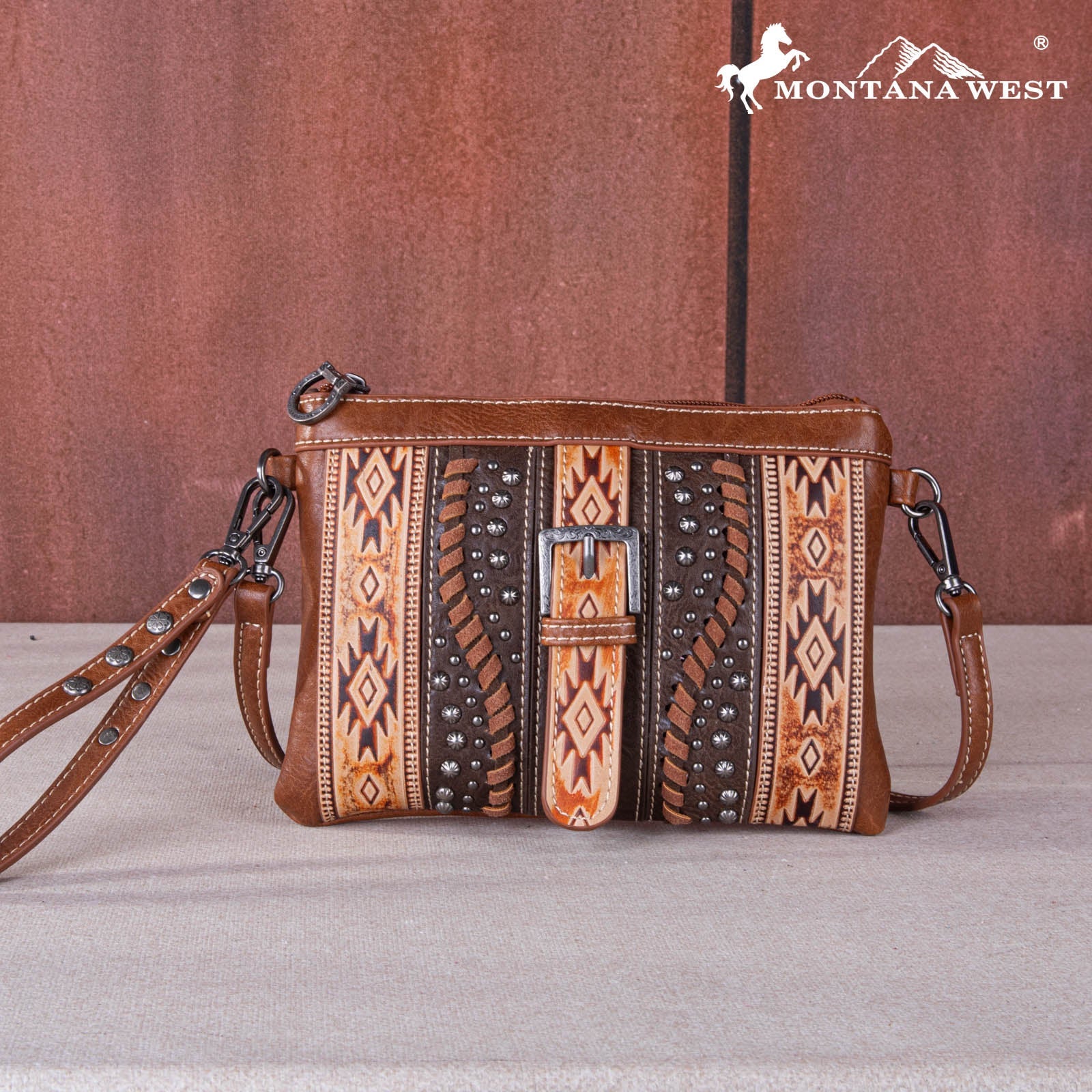 SALE Montana West Aztec Tooled Collection Clutch/Crossbody