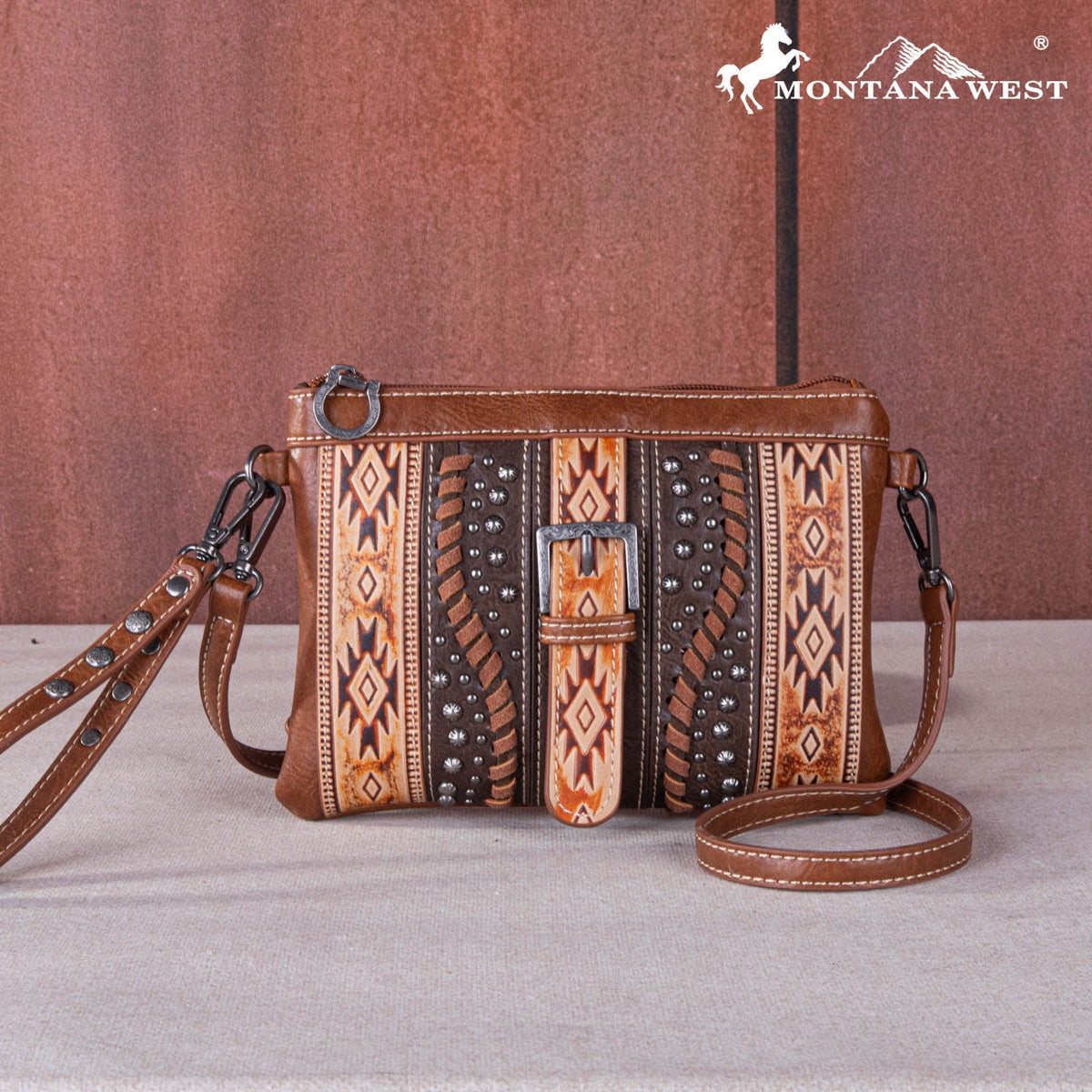 Montana West Embossed Geometric Aztec Handbag Set