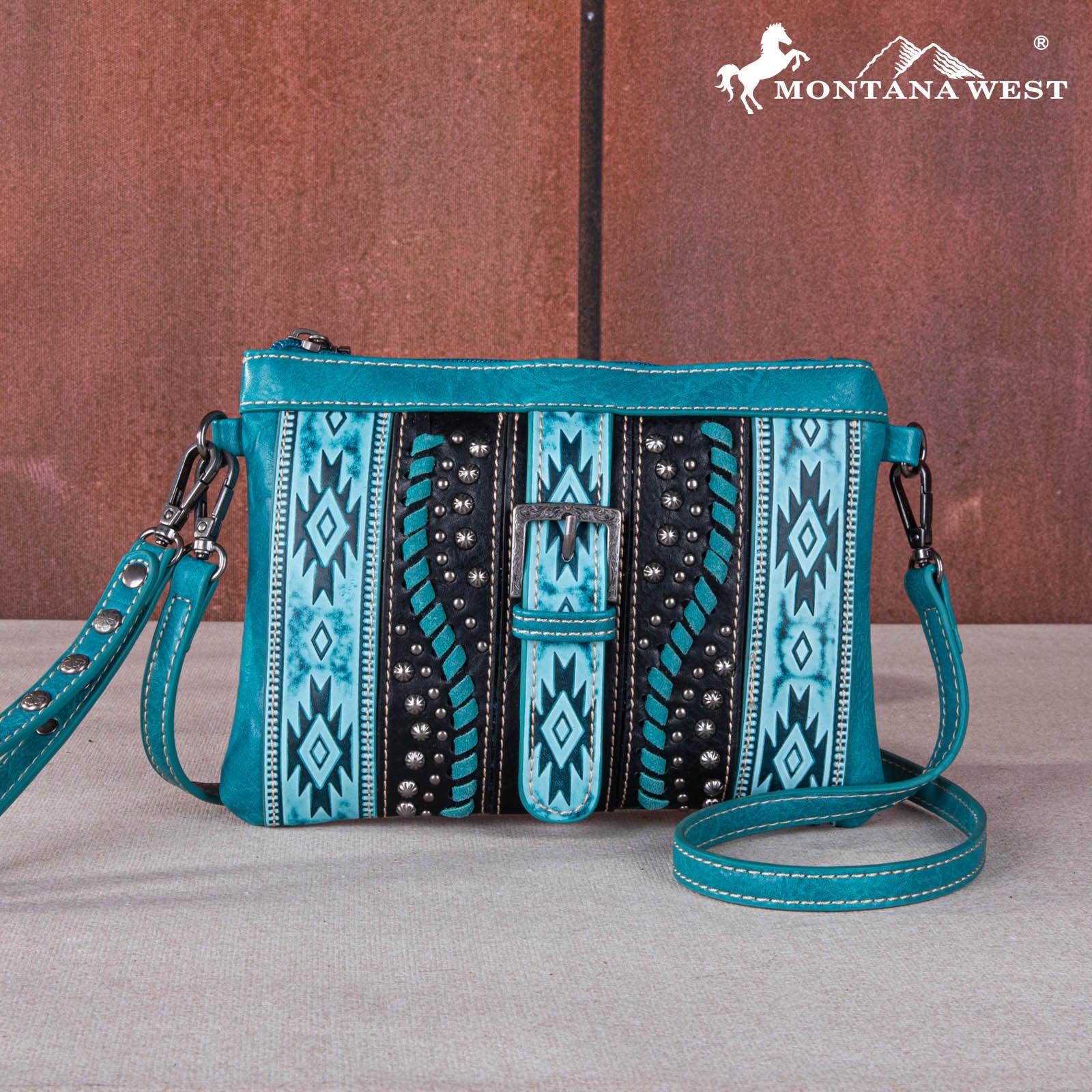 SALE Montana West Aztec Tooled Collection Clutch/Crossbody