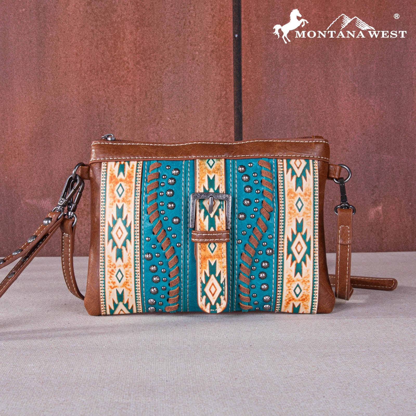 SALE Montana West Aztec Tooled Collection Clutch/Crossbody