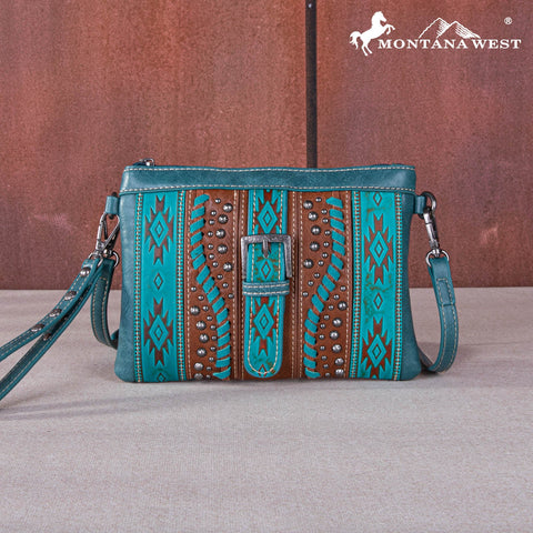 SALE Montana West Aztec Tooled Collection Clutch/Crossbody