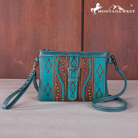 SALE Montana West Aztec Tooled Collection Clutch/Crossbody