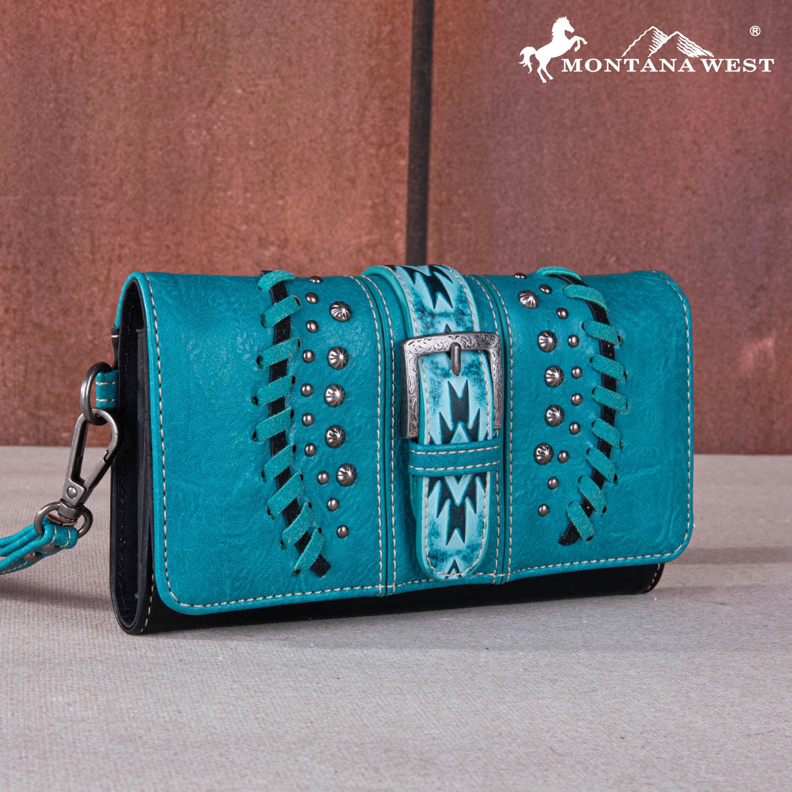 SALE Montana West Whipstitch Aztec Buckle Wallet