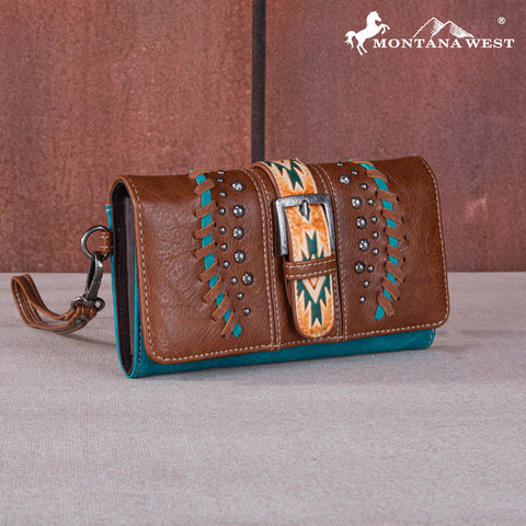 SALE Montana West Whipstitch Aztec Buckle Wallet