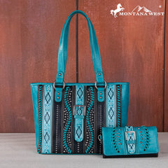 Montana West Embossed Aztec Buckle Concealed Carry Tote Set
