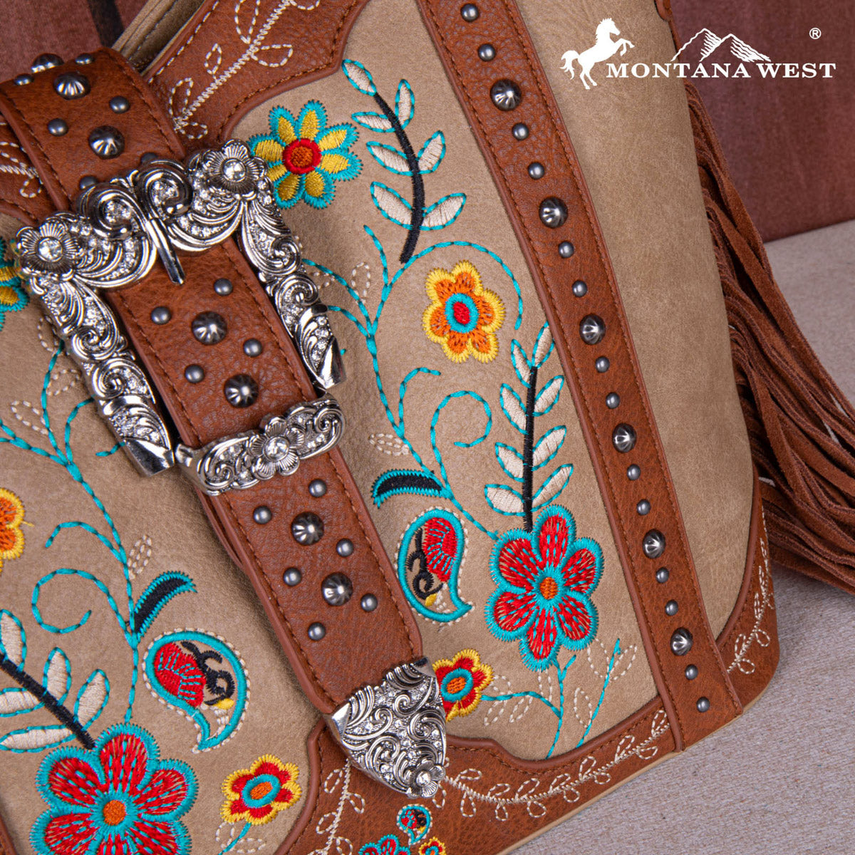 Montana West Floral Embroidered Concealed Carry Tote