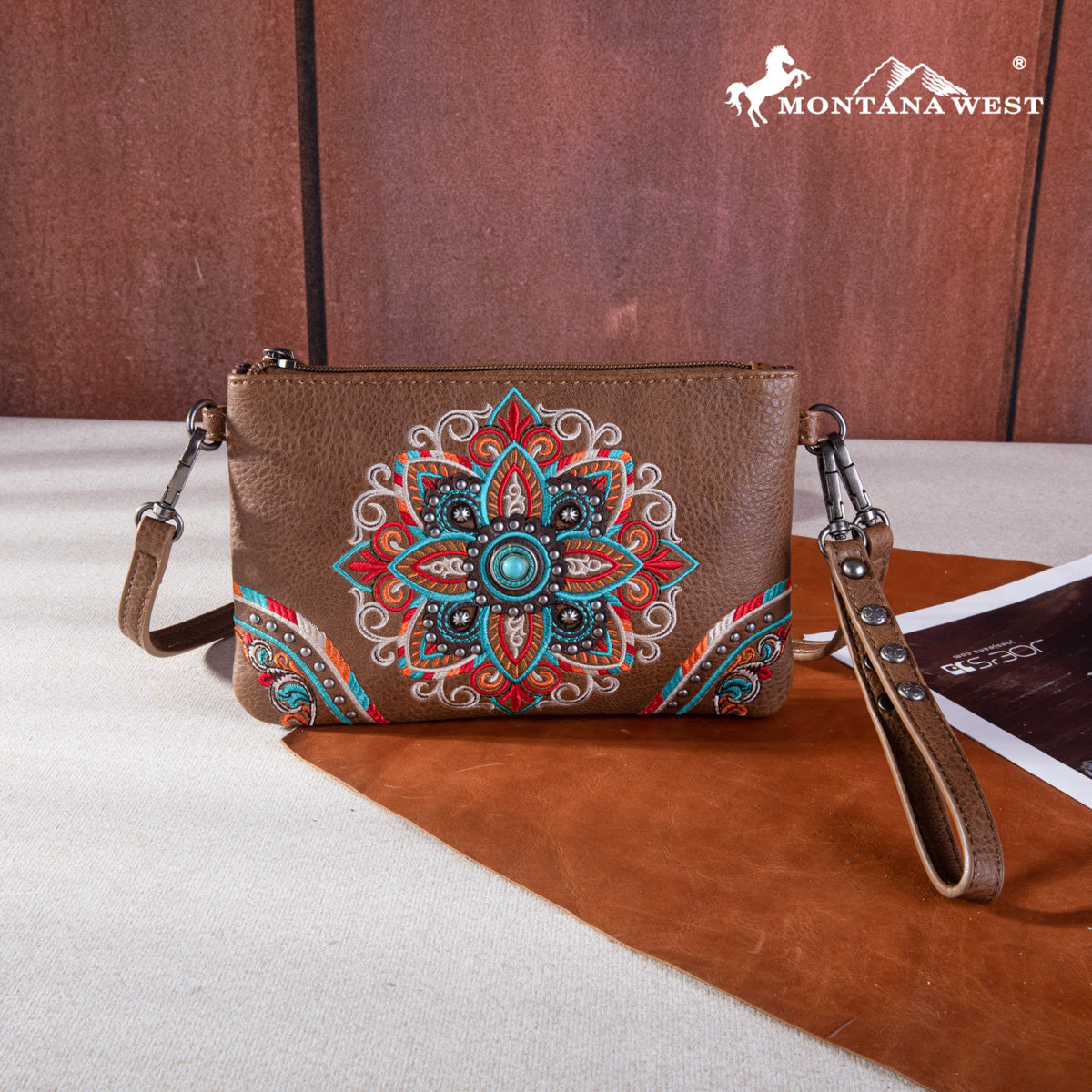 Montana West Floral Embroidered Wristlet