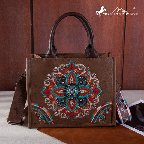 Montana West Floral Embroidered Tote Bag