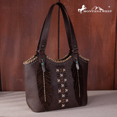 Montana West Feather Whipstitch Tote Bag - Montana West World