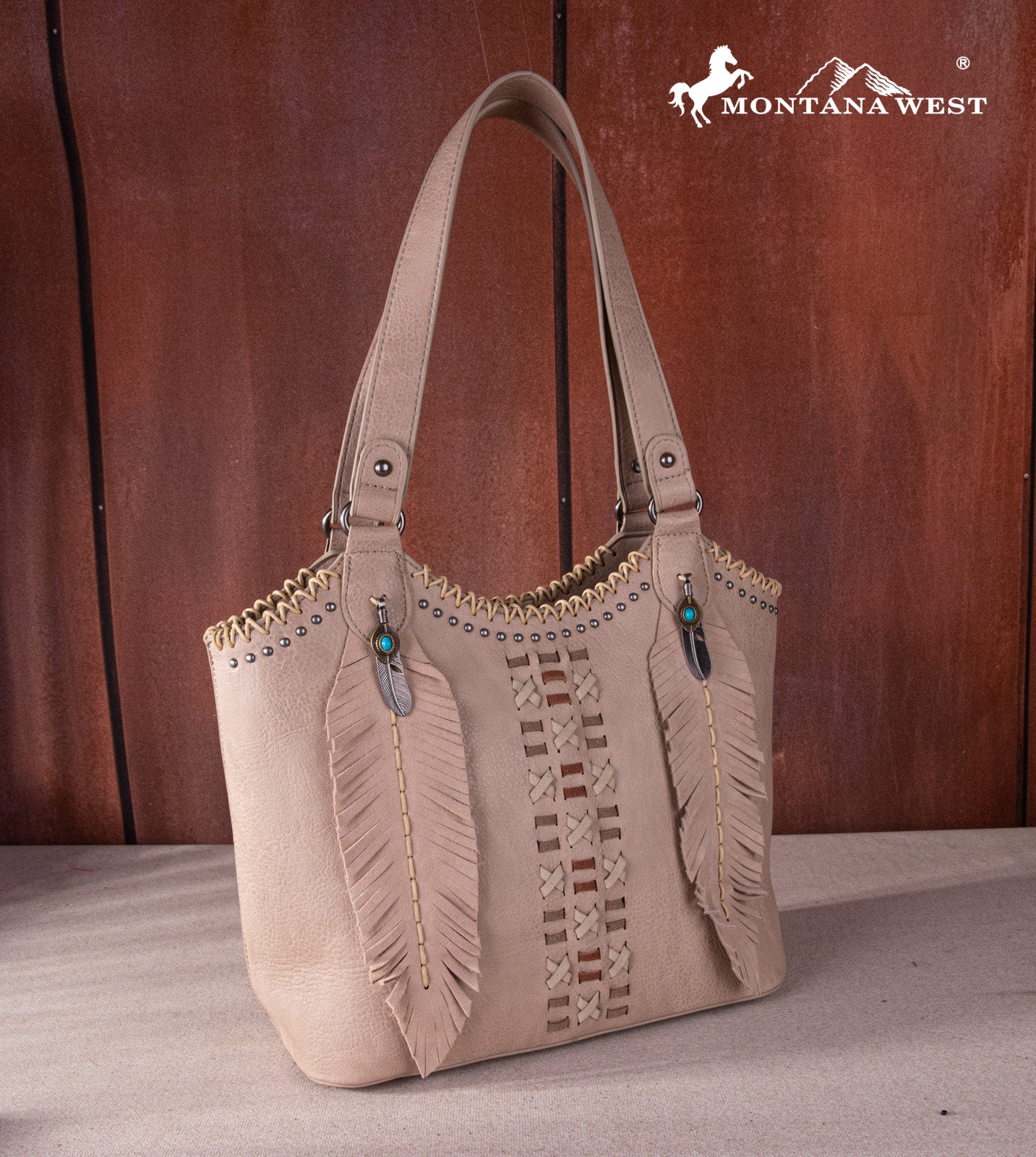 Montana West Feather Whipstitch Tote Bag - Montana West World