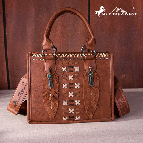 Montana West Whipstitch Feather Tote Bag