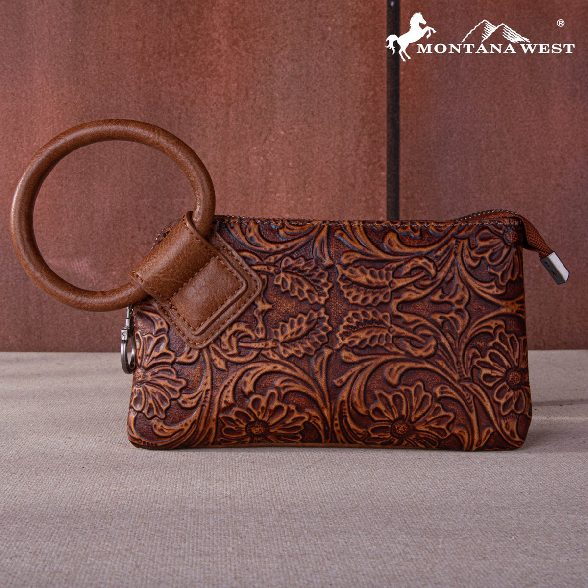 Montana West Floral Tooled Wristlet