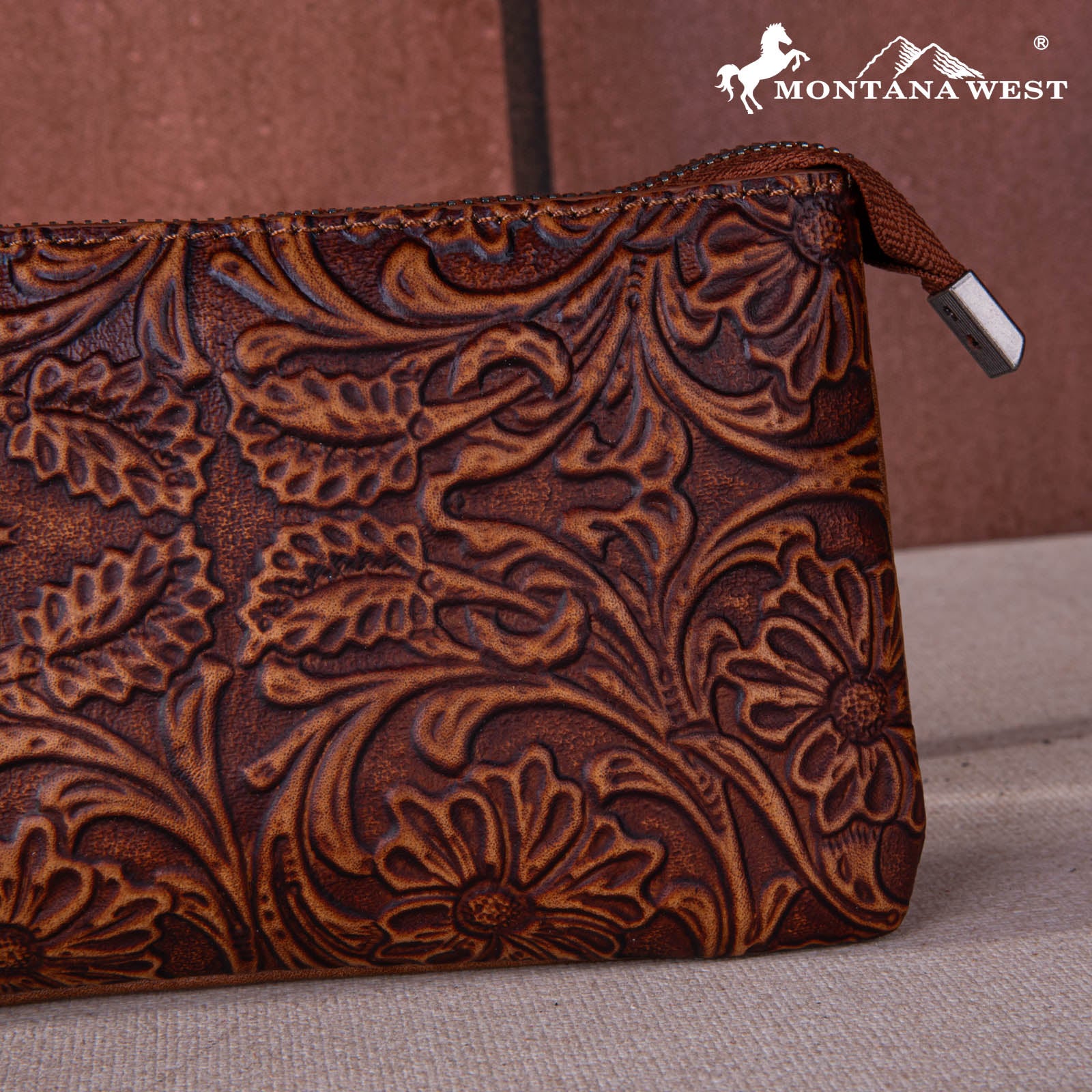 Montana West Floral Tooled Wristlet