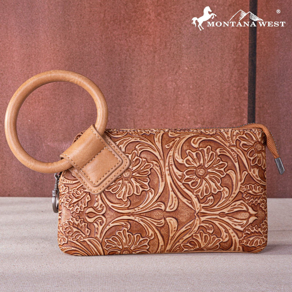 Montana West Floral Tooled Wristlet