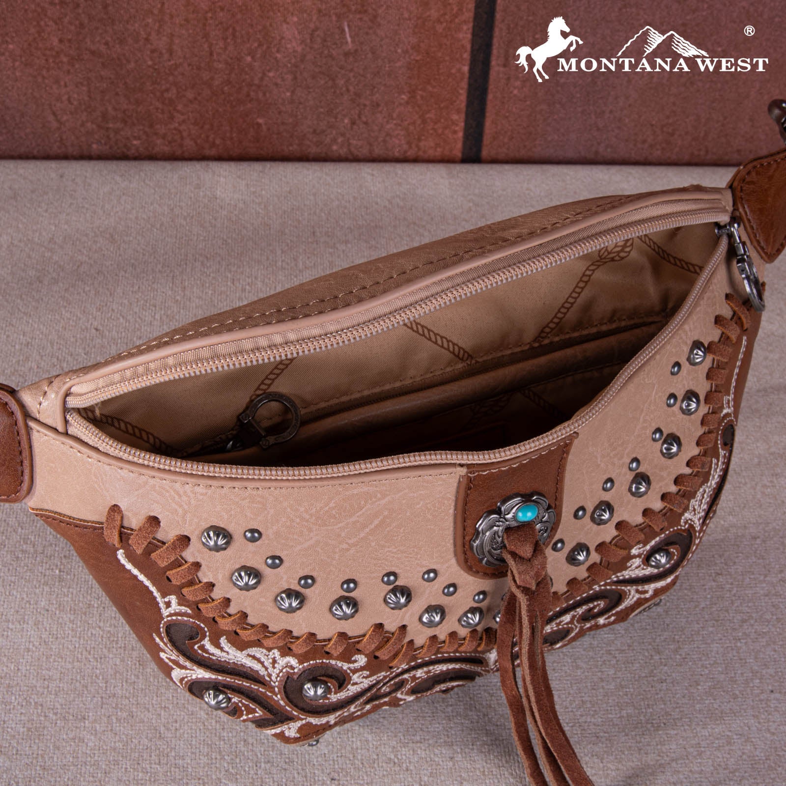 Montana West Studded Whipstitch Fanny Pack