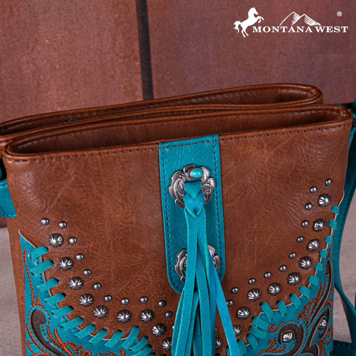 Montana West Fringe Studed Crossbody