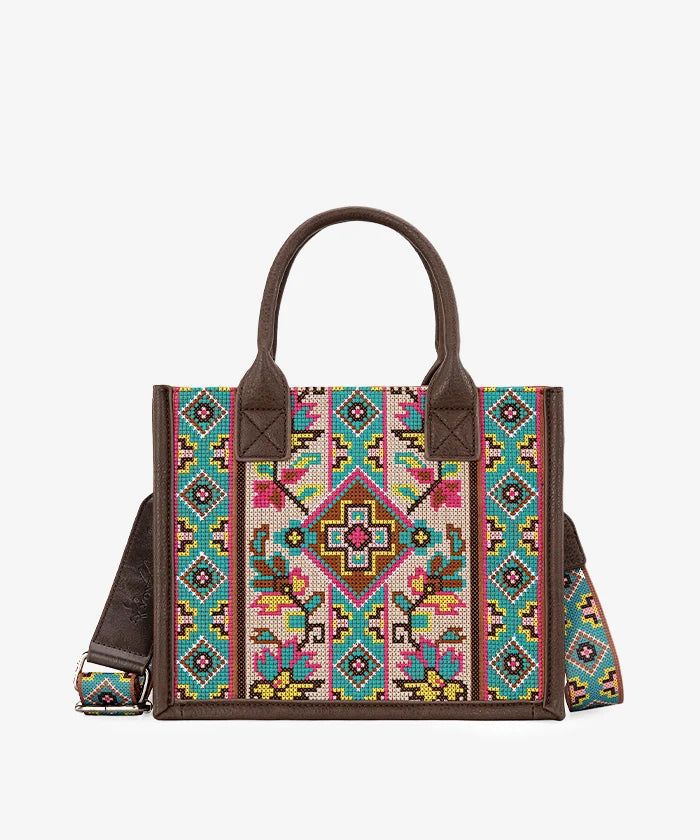 Montana West Pattern Embroidered Canvas Tote Bag Set - Montana West World