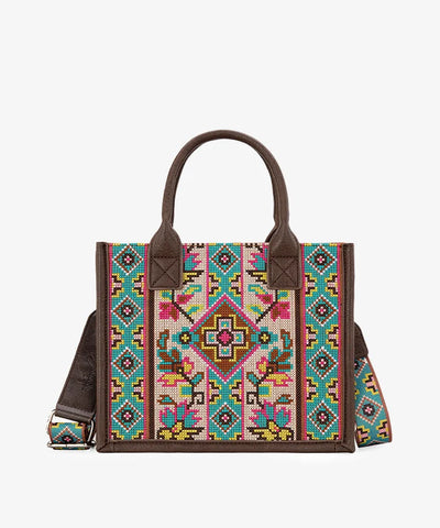 Montana West Pattern Embroidered Canvas Tote Bag - Montana West World