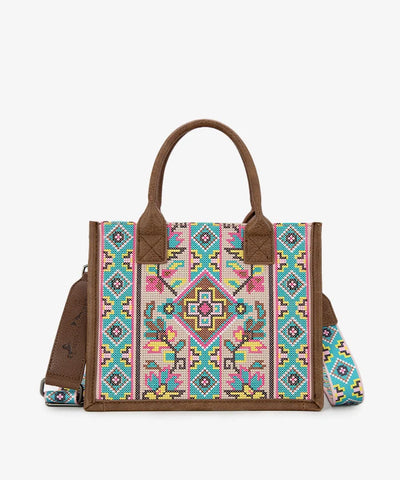 Montana West Pattern Embroidered Canvas Tote Bag - Montana West World