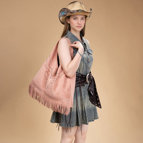 Montana West Boot Stitch Fringe Large Hobo Bag