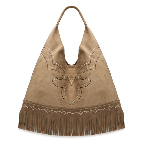 Montana West Boot Stitch Fringe Large Hobo Bag