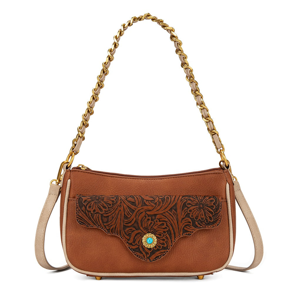 Montana West Tooled Floral Chain Shoulder Crossbody Bag