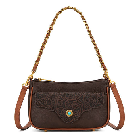 Montana West Tooled Floral Chain Shoulder Crossbody Bag