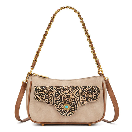 Montana West Tooled Floral Chain Shoulder Crossbody Bag
