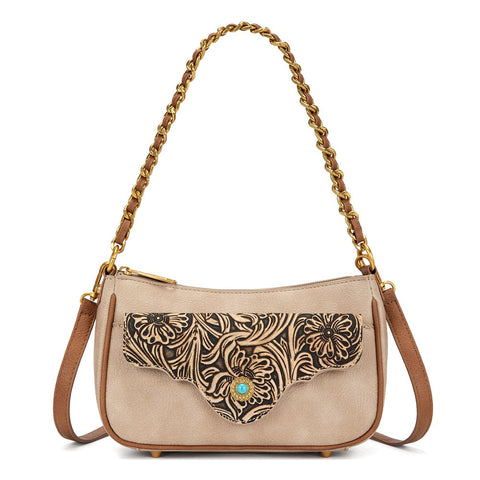 Montana West Tooled Floral Chain Shoulder Crossbody Bag