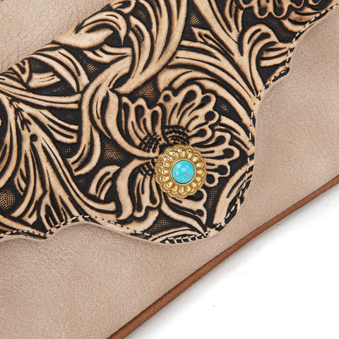 Montana West Tooled Floral Chain Shoulder Crossbody Bag